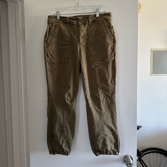 La Vie Rebecca Taylor Stretch Brushed Twill Army Green Relaxed Jogger size 29 - Picture 3 of 9